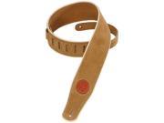 Levy s MSS3CP SND 2.5 Suede Leather Guitar Bass Strap w Cream Piping Sand