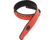 Levy s MSS13 RED 2.5 Garment Leather Guitar Strap Suede Leather Piping Red