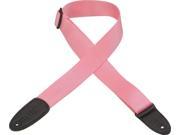 Levy s M8 PNK 2 Soft Poly Guitar Bass Strap w Leather Ends Pink