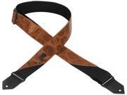 Levy s M8PL 36 2 Printed Leather Guitar Bass Strap Brown