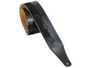 Levy s M17CX BLK 2.5 Veg TanLeather Guitar Bass Strap w Cross Black