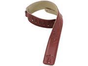 Levy s DM1SG BRG 2.5 Leather Guitar Bass Strap with Embroidery Burgundy