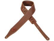 Levy s M17SS BRN 2.5 Triple Ply Soft Garment Leather Guitar Bass Strap Brown