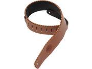 Levy s MSS13 BRN 2.5 Garment Leather Guitar Strap Suede Leather Piping Brown
