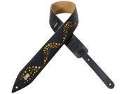 Levy s M250GC 001 2.5 Leather Guitar Bass Strap w Gold Vinyl Windows Black