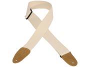Levy s MC8 NAT 2 Basic Cotton Guitar Bass Strap w Leather Ends Natural
