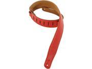 Levy s M26GF RED 2.5 Garment Leather Guitar Bass Strap w Suede Backing Red