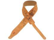Levy s 2.5 Tan Printed Suede Leather Guitar Bass Strap Scribble Tribal Art
