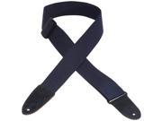 Levy s MC8 NAV 2 Basic Cotton Guitar Bass Strap w Leather Ends Navy Blue