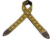 Levy s M8HTV 17 2 Hootenanny Jacquard Weave Guitar Strap Gold Brown Diamonds