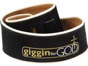 Levy s MSS3CPG4G BLK 2.5 Suede guitar strap embroidered with Giggin for God