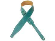 Levy s M17CC TEL 2.5 Relaxed Leather Guitar Bass Strap w Suede Backing Teal
