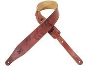 Levy s 2 1 2 Veg tan Leather Guitar Bass Strap w Hand Tooled Design Burgundy
