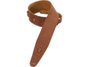 Levy s PMS44T02 BRN 3 Suede Guitar Bass Strap Tooled Basketweave Pattern Brown