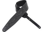 Levy s PM44T03 Paisely Flower Design Tooled Leather Guitar Bass Strap Black