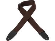 Levy s M8 BRN 2 Soft Poly Guitar Bass Strap w Leather Ends Brown