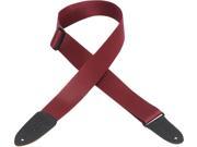 Levy s M8 BRG 2 Soft Poly Guitar Bass Strap w Leather Ends Burgundy