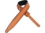 Levy s M17T06 Staple Stitch Design Tooled Leather Guitar Bass Strap Russet