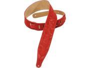 Levy s MS17T05 2.5 Suede Bats Guitar Bass Strap Red