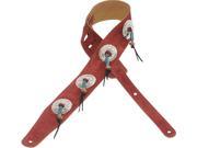 Levy s MS26SF 2.5 Suede Conchos Turquoise Beads Guitar Bass Strap Burgundy