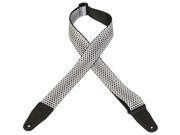 Levy s MPS2 2 Polyester Genuine Leather Ends Guitar Bass Strap Black Dots