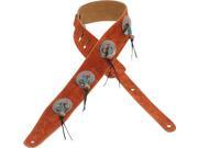 Levy s MS26SF 2.5 Suede Conchos Turquoise Beads Guitar Bass Strap Copper