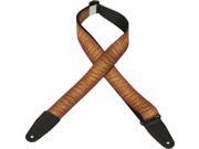 Levy s MPS2 2 Polyester Genuine Leather Ends Guitar Bass Strap Brown Waves