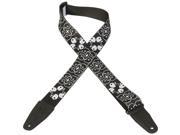 Levy s MPS2 2 Polyester Genuine Leather Ends Guitar Bass Strap Skull Faces