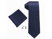 Landisun Paisleys Mens Silk Tie Set Tie Hanky Cufflinks 324 Navy Blue 59 x 3.75