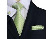 Landisun Solids Mens Silk Tie Set Tie Hanky Cufflinks 653 Light Green 59 x 3.25