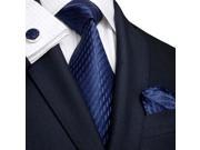 Landisun Solids Mens Silk Tie Set Tie Hanky Cufflinks 206 Navy Blue 59 x 3.25