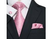 Landisun Paisleys Mens silk Tie Set Tie Hanky Cufflinks 62C Slight Light Pink 59 x 3.25