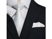 Landisun Paisleys Mens Silk Tie Set Tie Hanky Cufflinks 92A White 59 x 3.75