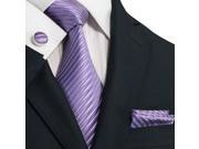 Landisun Solids Mens Silk Tie Set Tie Hanky Cufflinks 242 Bright Purple 59 x 3.25