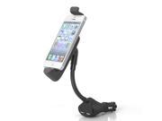 Car Phone Holder with Dual USB Charger for Iphone 6 6S 6plus 5 5S Non slip Scrub Goose Neck