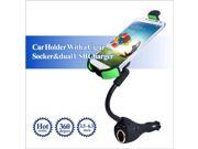 Adjustable Car Phone Holder with Dual Usb Charger Mount Stand for Iphones Samsung Nokia HTC LG Huawei Lenove Xiaomi smartphones