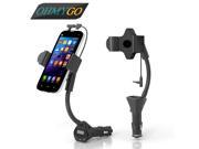 Universal Car Phone Holder Mount with USB Charger Handsfree FM Transmitter Stand Cradle for IPhone Samsung etc. 55 85mm Phones