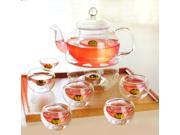 Kendal 27 oz glass filtering tea maker teapot with a warmer and 6 tea cups CJ 800ml