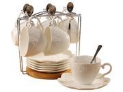 Porcelain Tea Cup and Saucer Coffee Cup Set with Saucer and Spoon 20 pc Set of 6 SI BFLY W