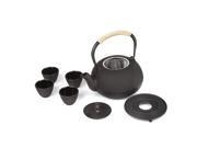 Japanese Cast Iron Pot Tea Set Black w Trivet 60 oz 1800KL
