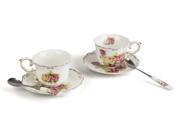 Porcelain Tea Cup and Saucer Coffee Cup Set with Saucer and Spoon Set of 2