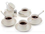 Porcelain Tea Cup and Saucer Coffee Cup Set with Saucer and Spoon 18 pc Set of 6 TC ZSCQ