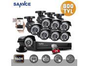 Sannce Complete8CH 960H CCTV DVR 1TB Hard Drive with 8x800TVL Weatherproof Surveillance Camera System