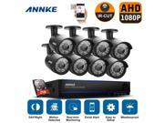 ANNKE 8CH 1080P HD CCTV DVR Security Camera System with 8 2.0MP 100FT Night Vision Surveillance Cameras 2TB HDD