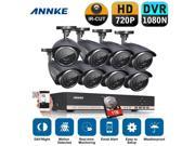 ANNKE 8CH 1080N DVR 1080P NVR Hybrid Recorder 1TB Hard Drive 8 x HD 1280x720 Outdoor CCTV Security Cameras