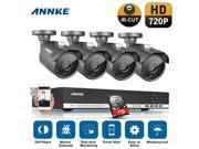 ANNKE 4CH 720P Security Camera System with 4 x HD 1280*720P CCTV Bullet Security Camera For Outdoor Indoor Use 1TB HDD