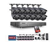 ANNKE 24CH Security Camera System 720P Video DVR with 12 x 720P Night Vision Security Cameras 3TB HDD
