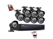 Sannce Security Camera System with 16CH 1080N DVR combine and 8*800TVL Surveillance cameras 2TB HDD