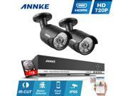 [All in One] ANNKE 1280x 720P HD 4CH CCTV Camera System Hybrid DVR Recorder with 2x Indoor Outdoor 720P 1.0 MP AHD Security Camera 1TB Hard Drive Disk DVR HV