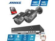 ANNKE 4 Channel HD 960P Video Security System DVR with 1TB Hard Drive and 2* 1.3MP Bullet Cameras with IR Night Vision and IP66 Weatherproof Housing